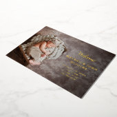 モダンシンプル写真男の赤ちゃん誕生発表 箔招待状 (回転した状態)