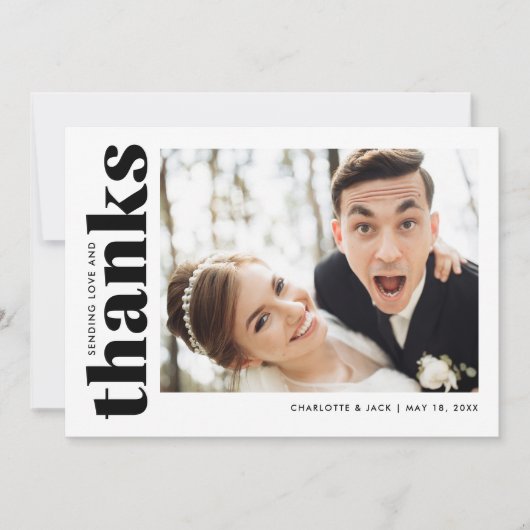 モダンシンプル写真結婚のサンキューカード サンキューカード (正面)