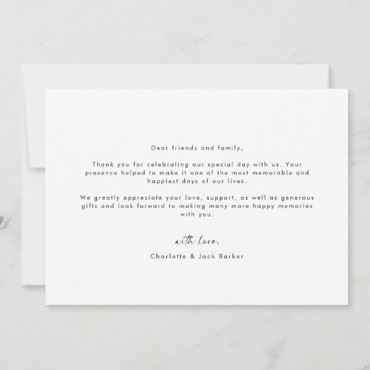 モダンシンプル写真結婚のサンキューカード サンキューカード (裏面)
