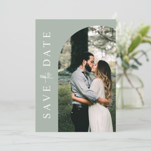 モダンシンプル写真結婚式 セーブザデート (スタンド正面)