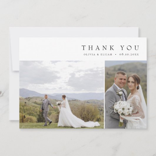 モダンシンプル写真結婚Wノート3枚 サンキューカード (正面)