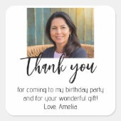 モダンシンプル写真誕生日 スクエアシール (正面)