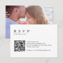 モダンシンプル写真QRコー結婚ド 出欠カード