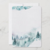 モダンシンプル冬の緑と白の木の招待 招待状 (裏面)