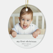 モダンシンプル初めてのクリスマスベビー写真 セラミックオーナメント (左)