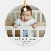 モダンシンプル初めてのクリスマスベビー写真 セラミックオーナメント (裏面)