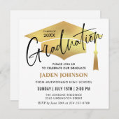 モダンシンプル卒業パーティQRコード 招待状 (正面/裏面)