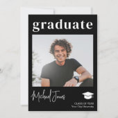 モダンシンプル卒業写真卒業ブラック 案内状 (正面)