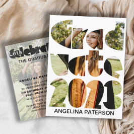 モダンシンプル卒業写真白黒 インビテーションポストカード