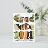 モダンシンプル卒業写真白黒 インビテーションポストカード (スタンド正面)