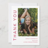 モダンシンプル卒業写真 サンキューカード (正面)