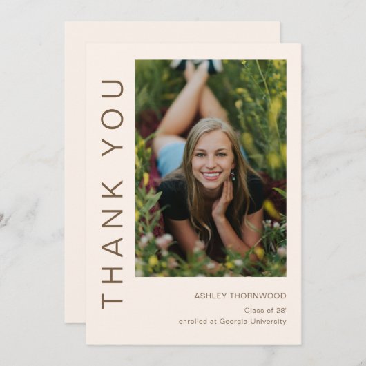 モダンシンプル卒業写真 サンキューカード (正面/裏面)