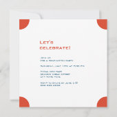 モダンシンプル卒業式パーティーレッド&ブルースクエア 招待状 (裏面)