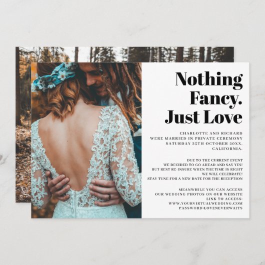 モダンシンプル単に愛の投げ結婚手の写真 案内状 (正面/裏面)