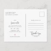 モダンシンプル可愛いステッチフォトベビー誕生 案内ポストカード (裏面)