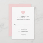 モダンシンプル可愛いピンクのハート結婚ズ 出欠カード (正面/裏面)