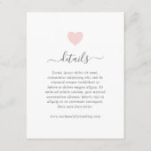 モダンシンプル可愛いピンクハート結婚詳細 エンクロージャーカード (正面)