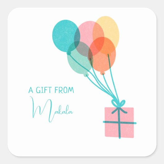 モダンシンプル可愛い名前のギフトを追加 スクエアシール (正面)