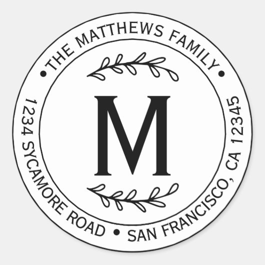 モダンシンプル名物文字 ラウンドシール (正面)