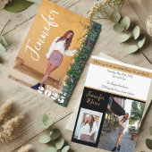 モダンシンプル大学院の写真名黒金ゴールド 招待状