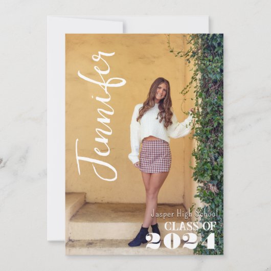 モダンシンプル大学院の写真名黒金ゴールド 招待状 (正面)