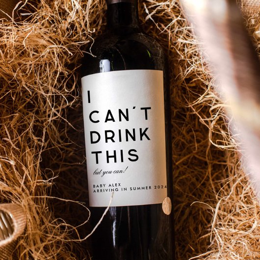 モダンシンプル妊娠告知ワインラベル ワインラベル