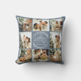 モダンシンプル家族フォトコラージュかわいい埃っぽいブルー クッション