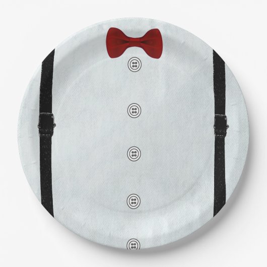 モダンシンプル小紳士バビーシャワーかわいい ペーパープレート (正面)
