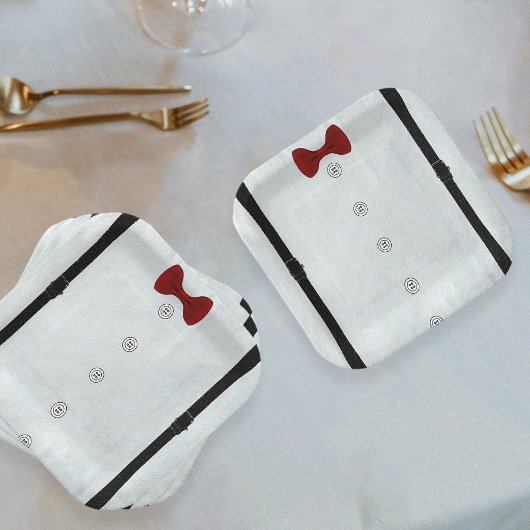 モダンシンプル小紳士バビーシャワーかわいい ペーパープレート