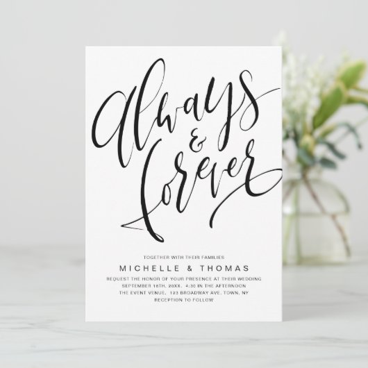 モダンシンプル常に永遠に脚本結婚の 招待状 (スタンド正面)