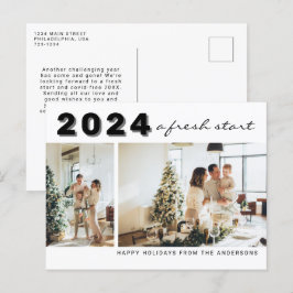 モダンシンプル年Aの新しいスタート2つの写真の休日 ポストカード