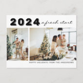 モダンシンプル年Aの新しいスタート2つの写真の休日 ポストカード (正面)