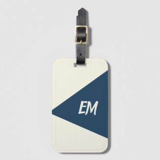 モダンシンプル幾何ブルーとクリーム ラゲッジタグ