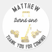 モダンシンプル建築1歳の誕生日ありがとう ラウンドシール (正面)