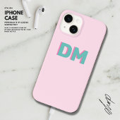 モダンシンプル影モノグラムイニシャルピンクグリーン Case-Mate iPhoneケース