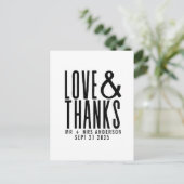 モダンシンプル愛と感謝していお礼結婚を ポストカード (スタンド正面)