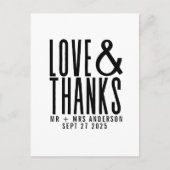 モダンシンプル愛と感謝していお礼結婚を ポストカード (正面)
