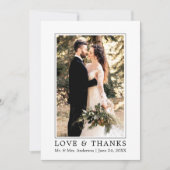 モダンシンプル愛と感謝してい結婚の写真 サンキューカード (正面)