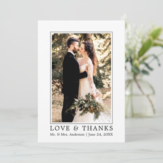 モダンシンプル愛と感謝してい結婚の写真 サンキューカード (スタンド正面)