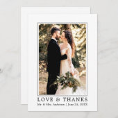 モダンシンプル愛と感謝してい結婚の写真 サンキューカード (正面/裏面)