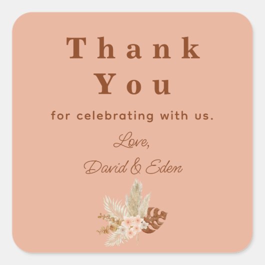 モダンシンプル感謝していありがとうご結婚ざう スクエアシール (正面)