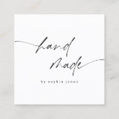 モダンシンプル手作りスクリプト白黒 スクエア名刺 (正面)