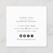 モダンシンプル手作りスクリプト白黒 スクエア名刺 (裏面)