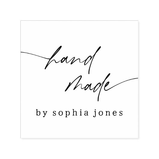 モダンシンプル手作りスクリプト白黒 セルフインキングスタンプ (デザイン)