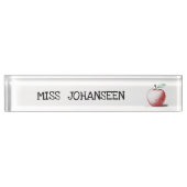 モダンシンプル手描きリンゴかわいい先生ギフト デスクネームプレート (正面)