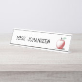 モダンシンプル手描きリンゴかわいい先生ギフト デスクネームプレート (正面)