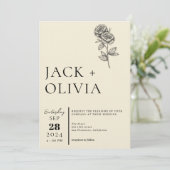 モダンシンプル手描き花の結婚動向 招待状 (スタンド正面)