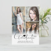 モダンシンプル手書大学院生キャップ4写真 案内状 (スタンド正面)