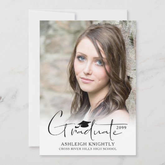 モダンシンプル手紙大学院生キャップ2枚 案内状 (正面)