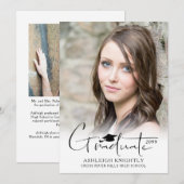 モダンシンプル手紙大学院生キャップ2枚 案内状 (正面/裏面)